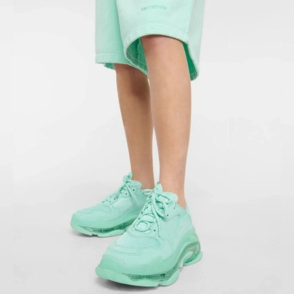 Balenciaga Triple S Womens Platform Clear Sole Chunky Sneakers Mint EU 40 US 10